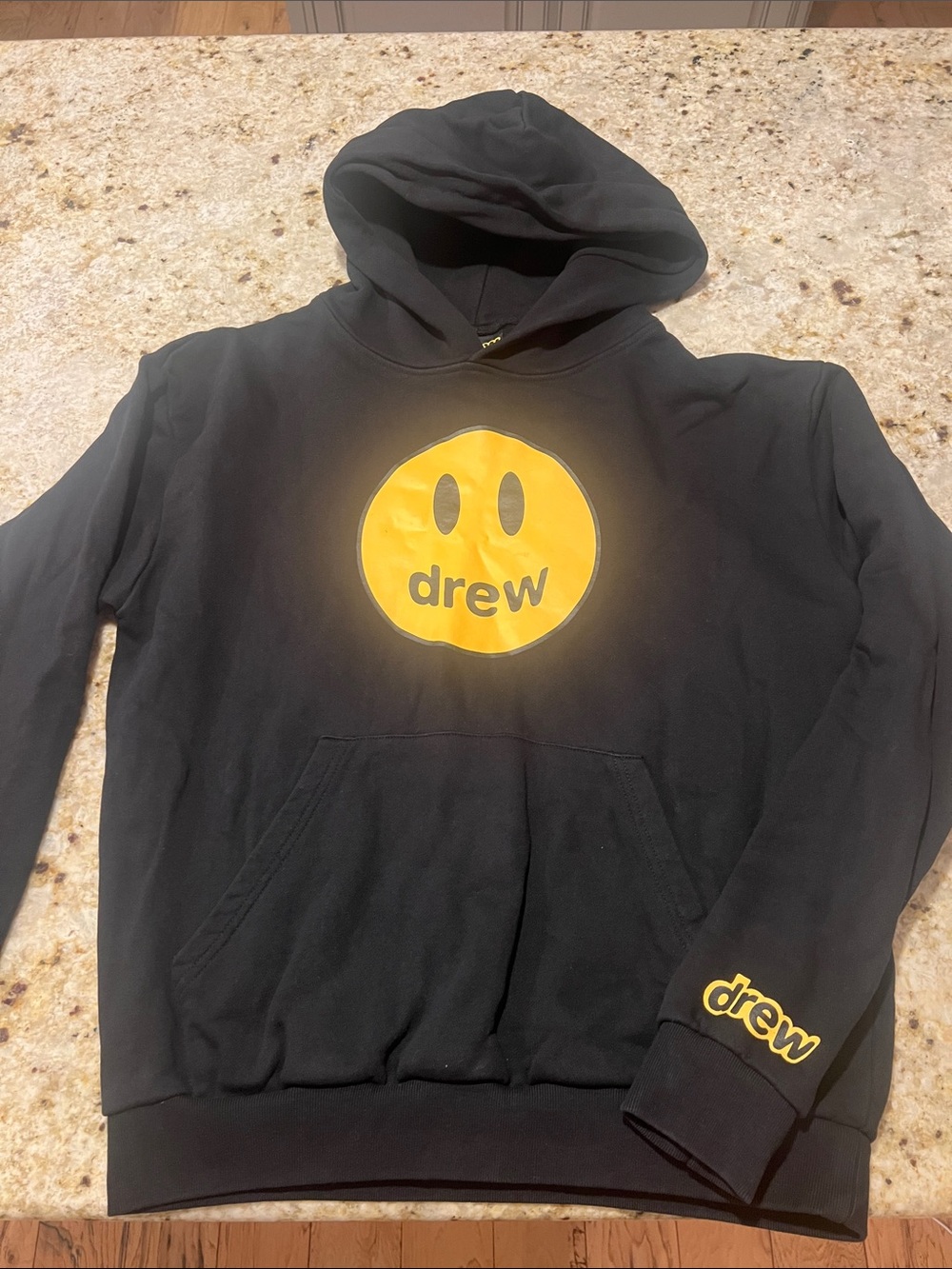 DREW HOUSE 100% COTTON BLACK SMILEY FACE HOODIE SIZE MEDIUM